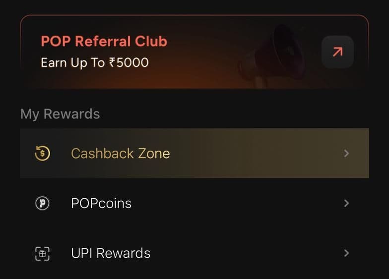 POP UPI Referral Cashback