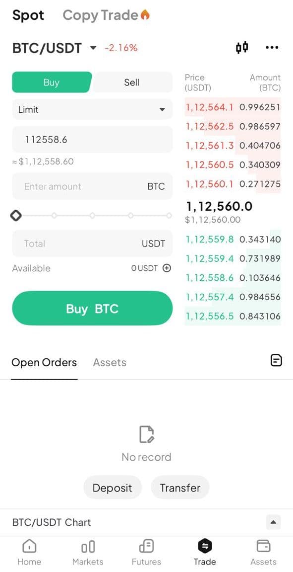 WEEX Spot Trading