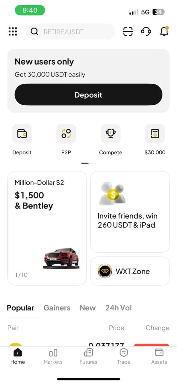 WEEX Crypto Deposit
