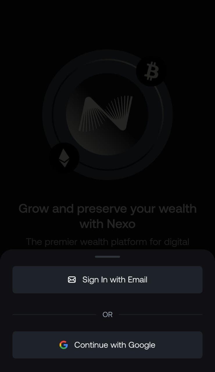 Nexo app Sign up 2025