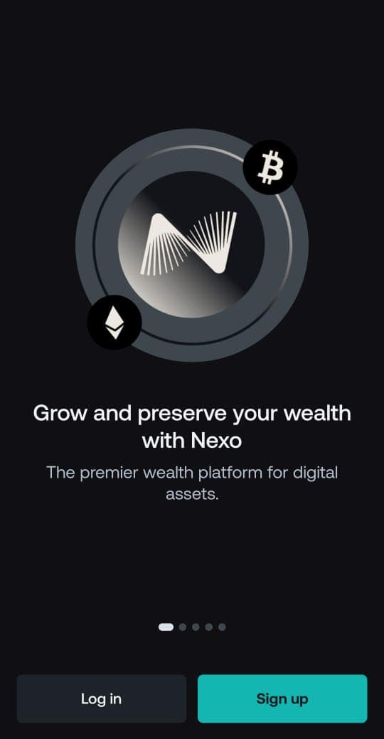 Nexo app Sign up