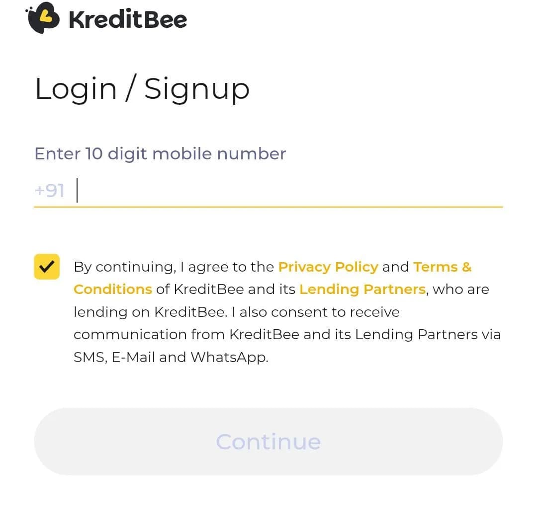 KreditBee app sign up 2025