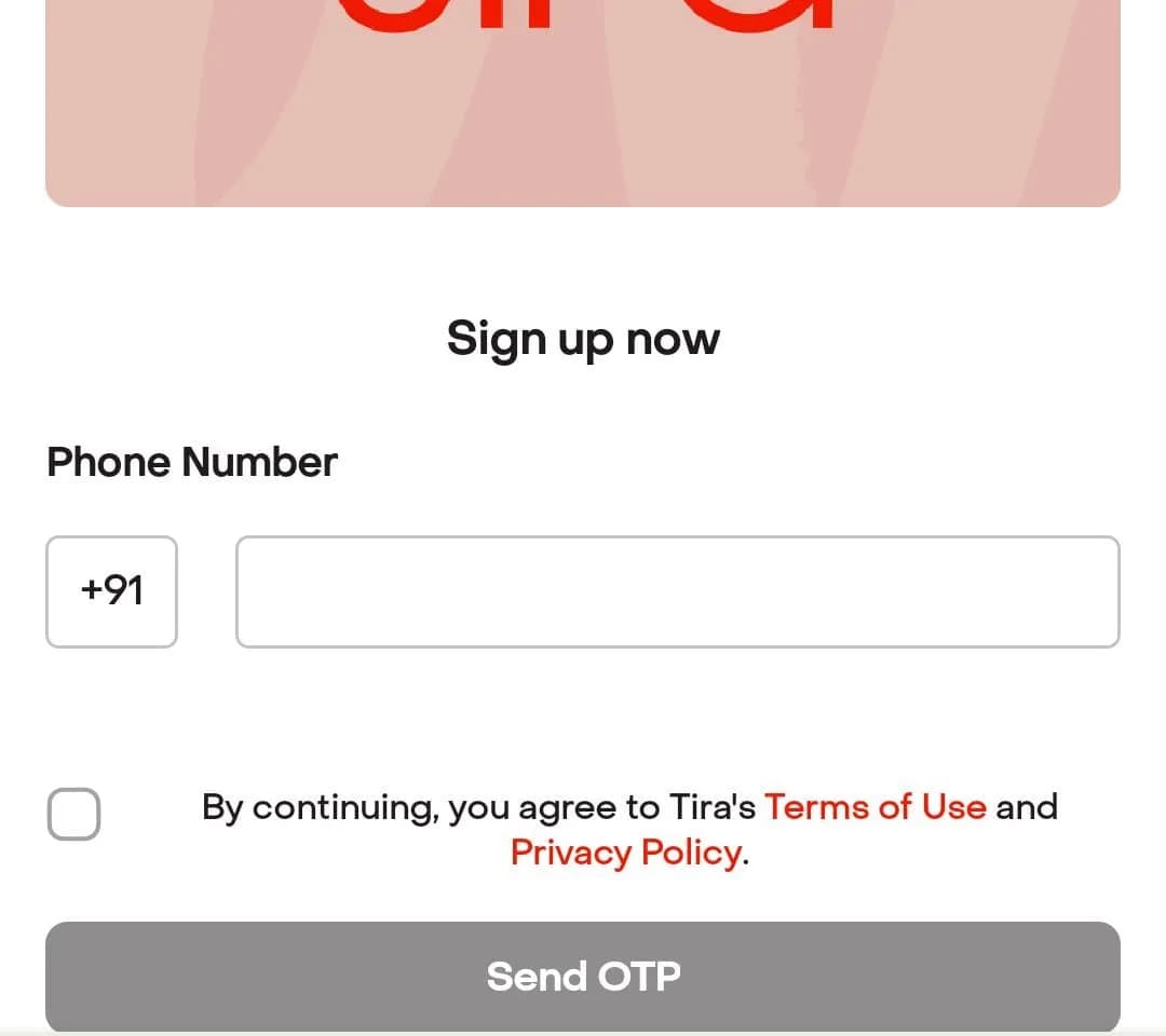 Tira app sign up