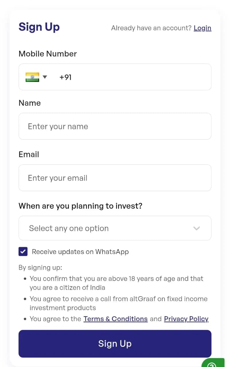 altGraaf app sign up