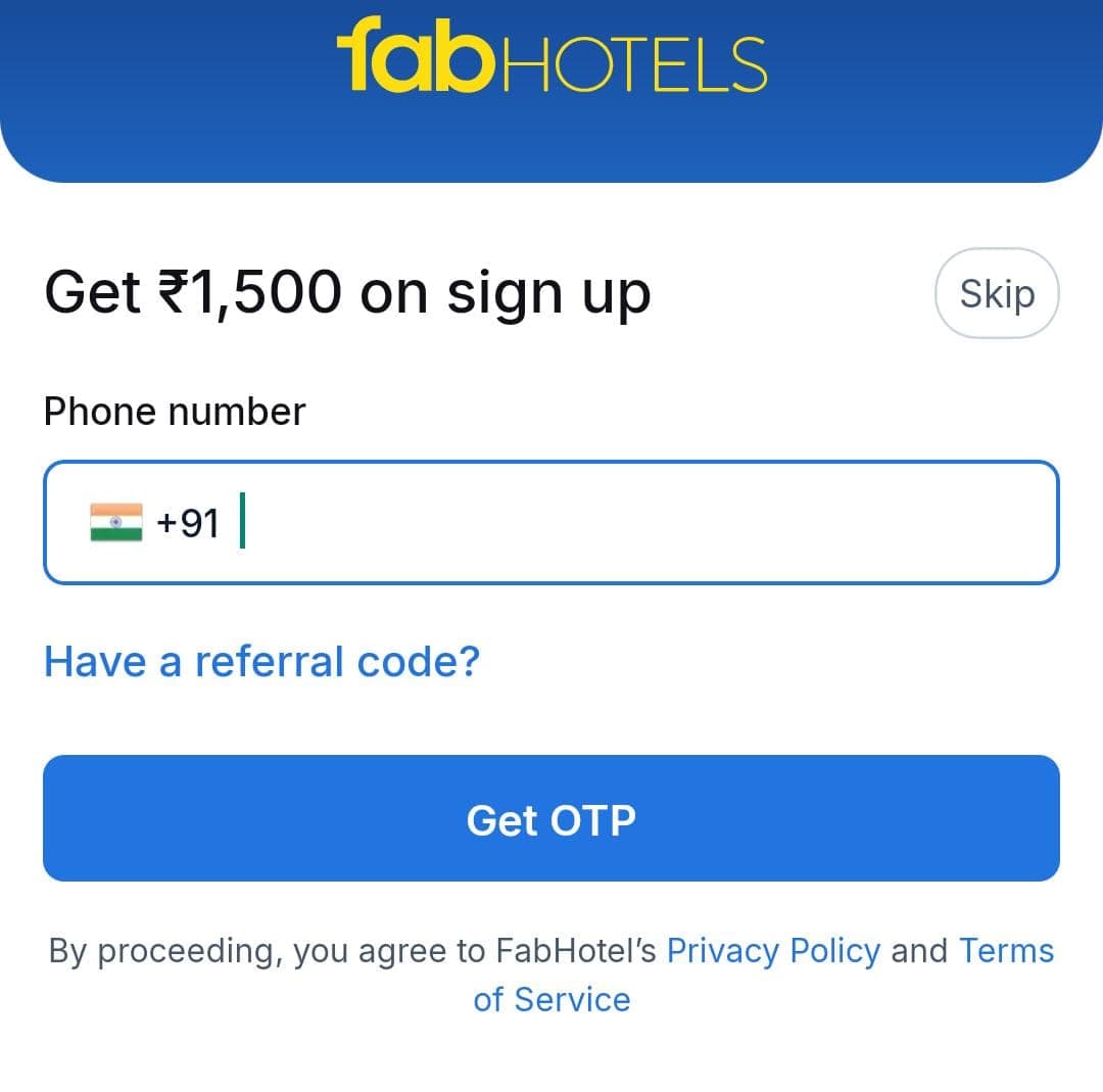 Fabhotels sign up 2025